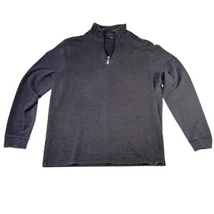Perry Ellis Mens Quarter Zip Pullover Sweater Charcoal Gray Heather Mock Neck